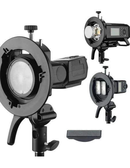 Speedlite S2 bracket for flash with Bowens connection