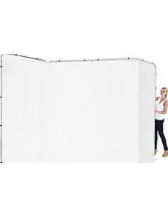 Self-supporting panoramic backdrop in 4m white fabric 2