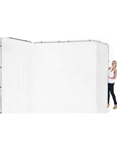 Self-supporting panoramic backdrop in 4m white fabric