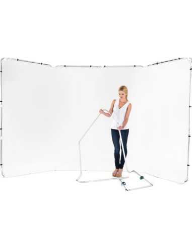 Self-supporting panoramic backdrop in 4m white fabric