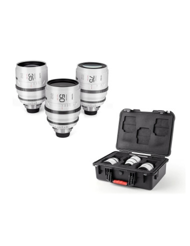 Full Frame Set of Lenses Epic Series 35 + 50 + 75mm Sony and Mount T2.0 1.33x, with suitcase