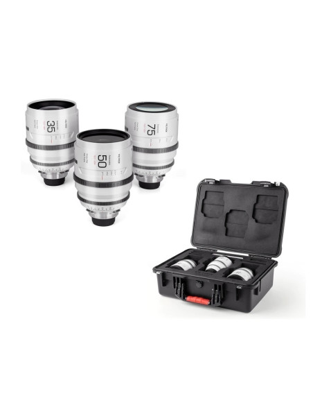 Full Frame Set of Lenses Epic Series 35 + 50 + 75mm Sony and Mount T2.0 1.33x, with suitcase