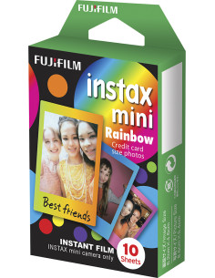 10 Instax films mini rainbow background