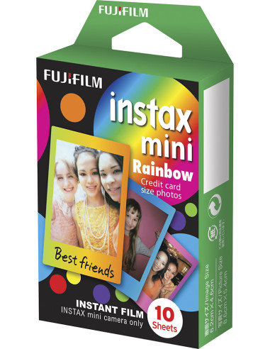 10 Instax films mini rainbow background