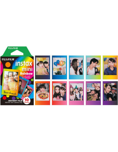 10 Instax films mini rainbow background