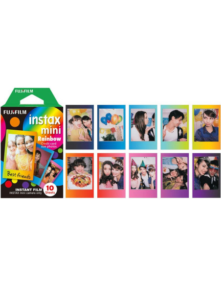 10 Instax films mini rainbow background