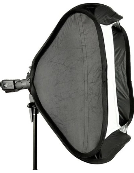 Speedlite S2 bracket for flash with Bowens connection with 60cm softbox and bag