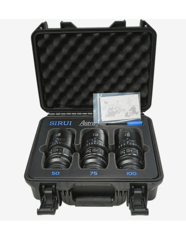 SIRUI Astra Kit 50mm + 75mm + 100mm T1.8 SONY E-Mount Blue Flare 1.33x Full Frame Auto Focus Anamorphic Cine Lens