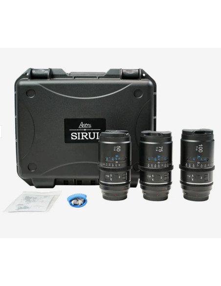 SIRUI Astra Kit 50mm + 75mm + 100mm T1.8 NIKON Z-Mount White Flare 1.33x Full Frame Auto Focus Anamorphic Cine Lens