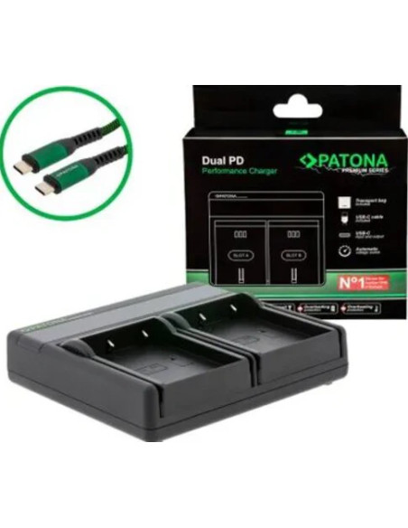 Premium Dual Pd Battery charger for Olympus BLX-1 incl. USB-C Input / Output