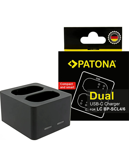 Double charger for Leica Q3 Q4 BP-SCL4 and BP-SCL6 included USB-C cable
