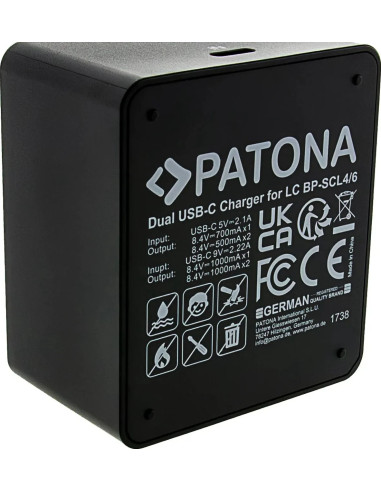Double charger for Leica Q3 Q4 BP-SCL4 and BP-SCL6 included USB-C cable