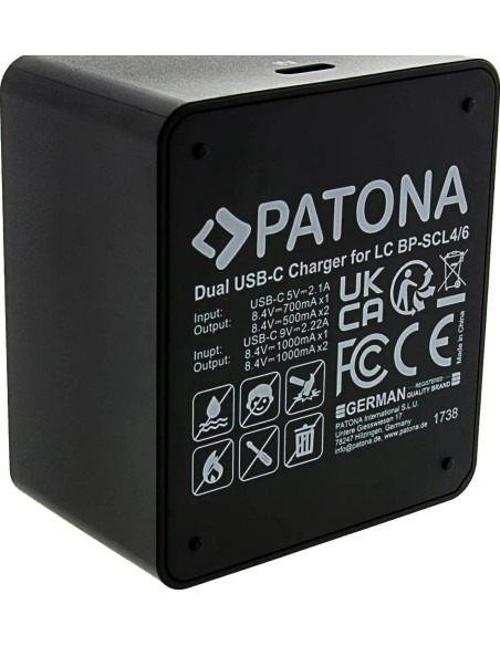 Double charger for Leica Q3 Q4 BP-SCL4 and BP-SCL6 included USB-C cable