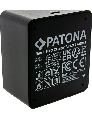 Double charger for Leica M10 M10P M10R 24003 BP-SCL5 included USB-C cable