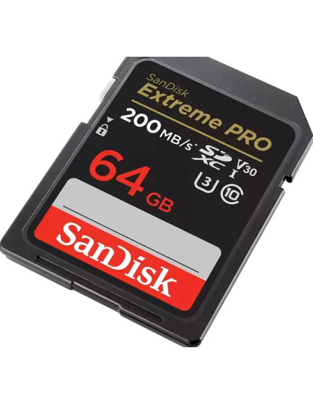 SD Extreme Pro 64GB XC V30, U3, UHS I, C10 - 200MB / s Reading, 90mb / s Writing