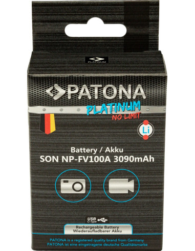 Platinum battery with USB-C input for Sony NP-FV100