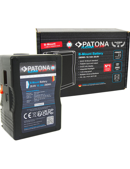 Platinum B-Mount battery with USB-C Input and 2xD-TAP 16V output