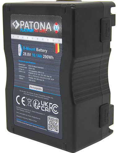 Platinum B-Mount battery with USB-C Input and 2xD-TAP 16V output