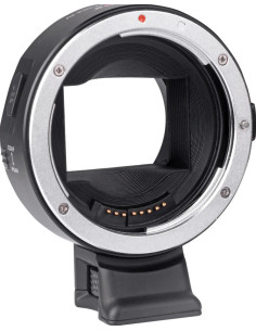 Auto focus adapter for Canon EF / EF-S optics on Sony E-mount with OLED display