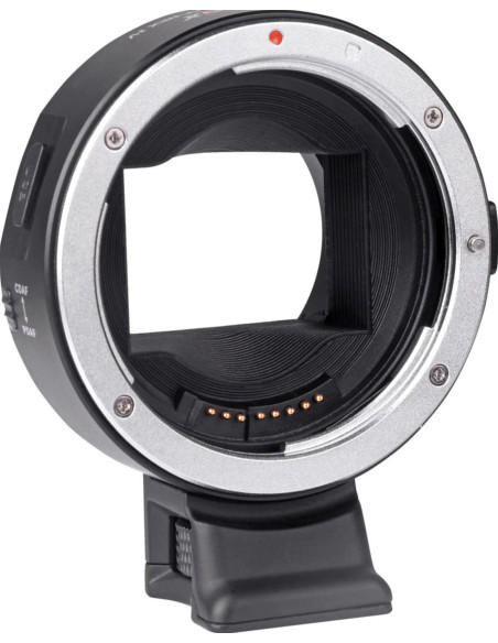 Auto focus adapter for Canon EF / EF-S optics on Sony E-mount with OLED display
