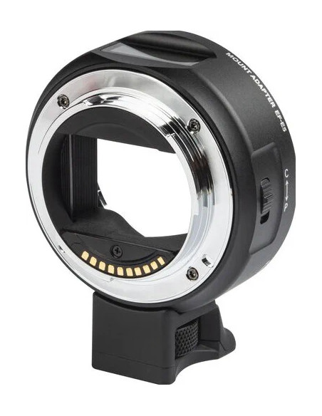 Auto focus adapter for Canon EF / EF-S optics on Sony E-mount with OLED display
