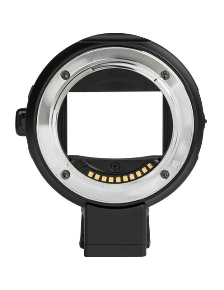 Auto focus adapter for Canon EF / EF-S optics on Sony E-mount with OLED display