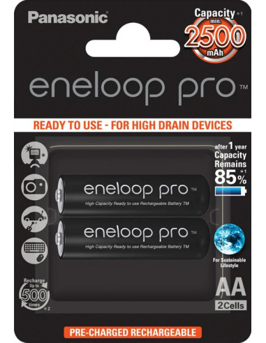 Eneloop 2500mAh, 1.2v 2500mAh 1.2v rechargeable battery