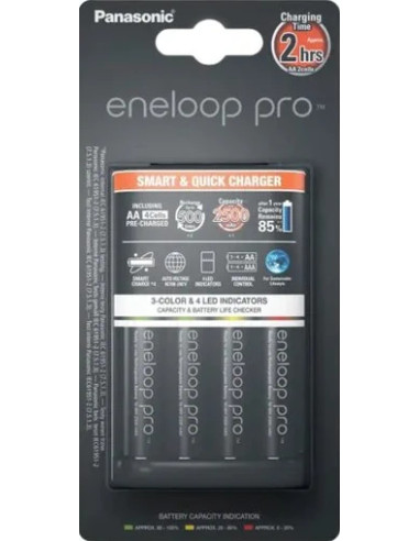 Quick Charger Eneloop battery charger + 4 AA 2500 mAh batteries