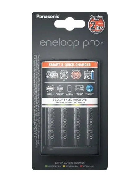 Quick Charger Eneloop battery charger + 4 AA 2500 mAh batteries
