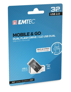 T260B USB 32GB USB A / Micro-USB 2.0 Black, Stainless Steel