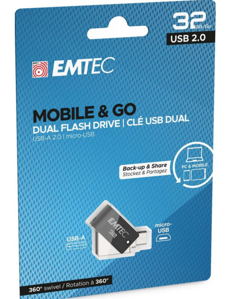 T260B USB 32GB USB A / Micro-USB 2.0 Black, Stainless Steel