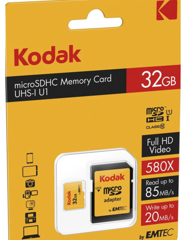 32GB MicroSDHC 85 / MBS Class 10 U1 580x with adapter