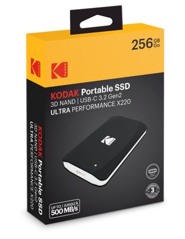 KODAK External SSD 256GB 3D NAND X200 USB-C 3.2 Gen2 Portable