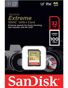 Secure Digital Extreme 32GB HC V30, U3, UHS I, C10 - 100MB / s Reading, 60mb / s Writing