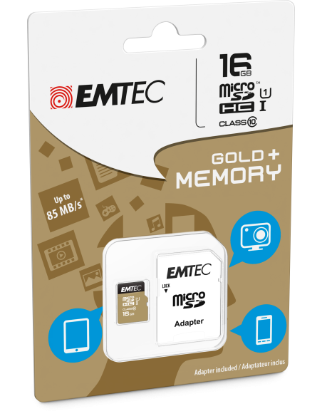 16GB MICRO SDHC CL.10 GOLD PLUS U1 + Adapter