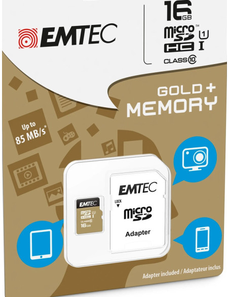 16GB MICRO SDHC CL.10 GOLD PLUS U1 + Adapter