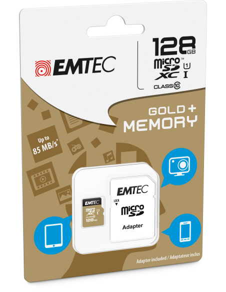 128GB Micro SDXC CL.10 GOLD PLUS U1 + Adapter