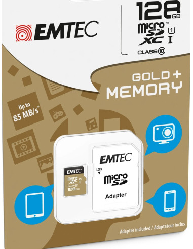 128GB Micro SDXC CL.10 GOLD PLUS U1 + Adapter