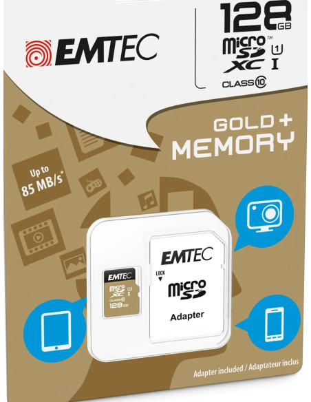 128GB Micro SDXC CL.10 GOLD PLUS U1 + Adapter