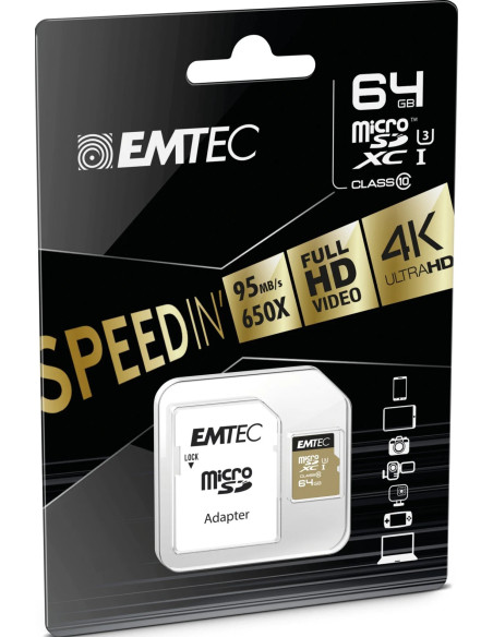 64GB Micro SDHC Class 10 Speedin U3 + Adapter