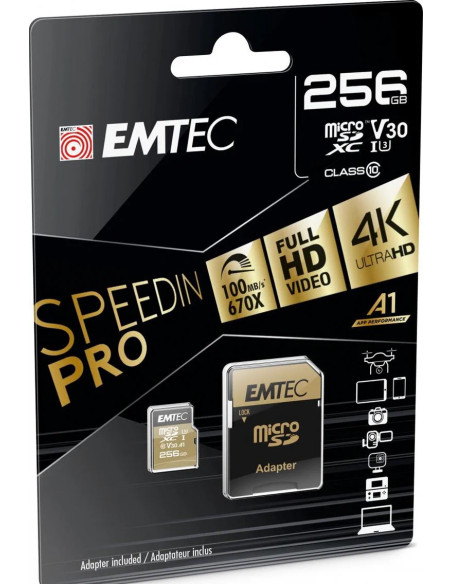 MicroSD 256GB UHS-I U3 V30 A1 Speedin Pro Class 10