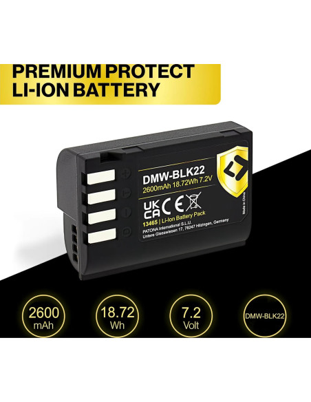 batteria DMW-BLK22 Protect 2250mAh 7,2V