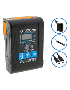 PLATINUM V-MOUNT BATTERY BP-75W PD65 74WH USB-C USB-A 2XD-TAP DC-OUT