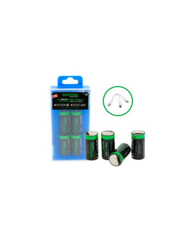 Premium USB-C 4X CR123A Rechargeable Lithium Batteries 2400mWh 3.0V Rechargeable with 1 to 2