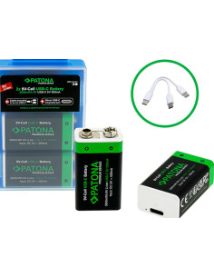 2x 9V Premium USB-C 3600MWH 1.5V batteries 2