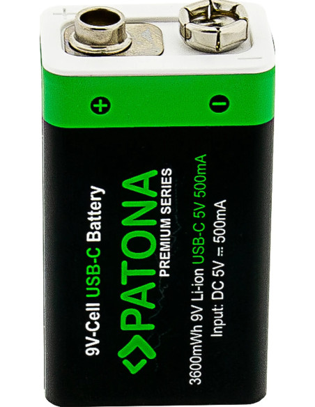 2x 9V Premium USB-C 3600MWH 1.5V batteries