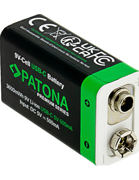 2x 9V Premium USB-C 3600MWH 1.5V batteries