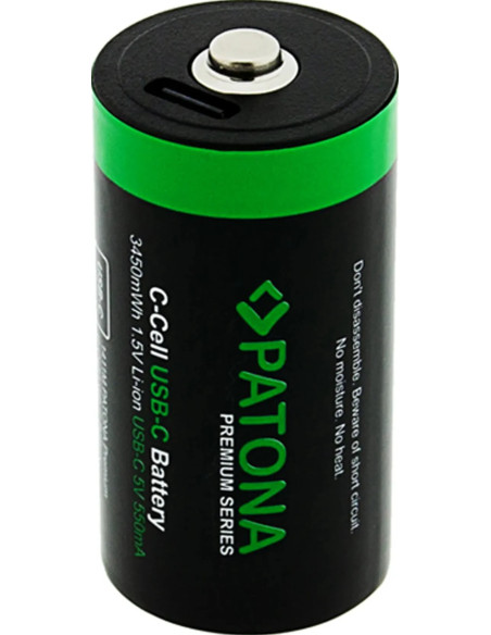 Premium USB-C 2X LR14 Baby C Batteries Lithium 3450MWH 1.5V Rechargeable with 1 to 2 USB-C CH