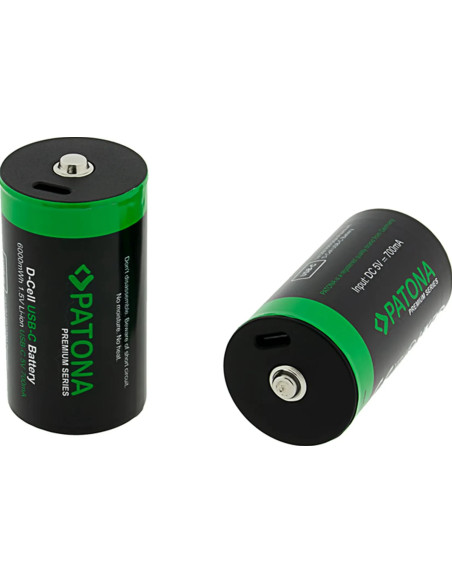 Premium USB-C 2X LR20 Mono D Batteries Lithium 6000MWH 1.5V Rechargeable with 1 to 2 USB-C CH