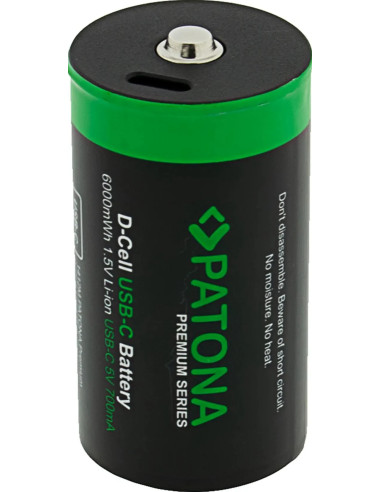 Premium USB-C 2X LR20 Mono D Batteries Lithium 6000MWH 1.5V Rechargeable with 1 to 2 USB-C CH